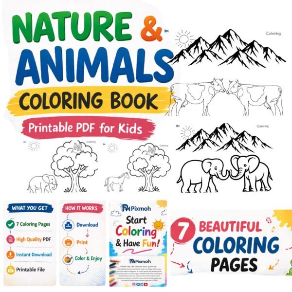 Printable Nature and Animals Coloring Book